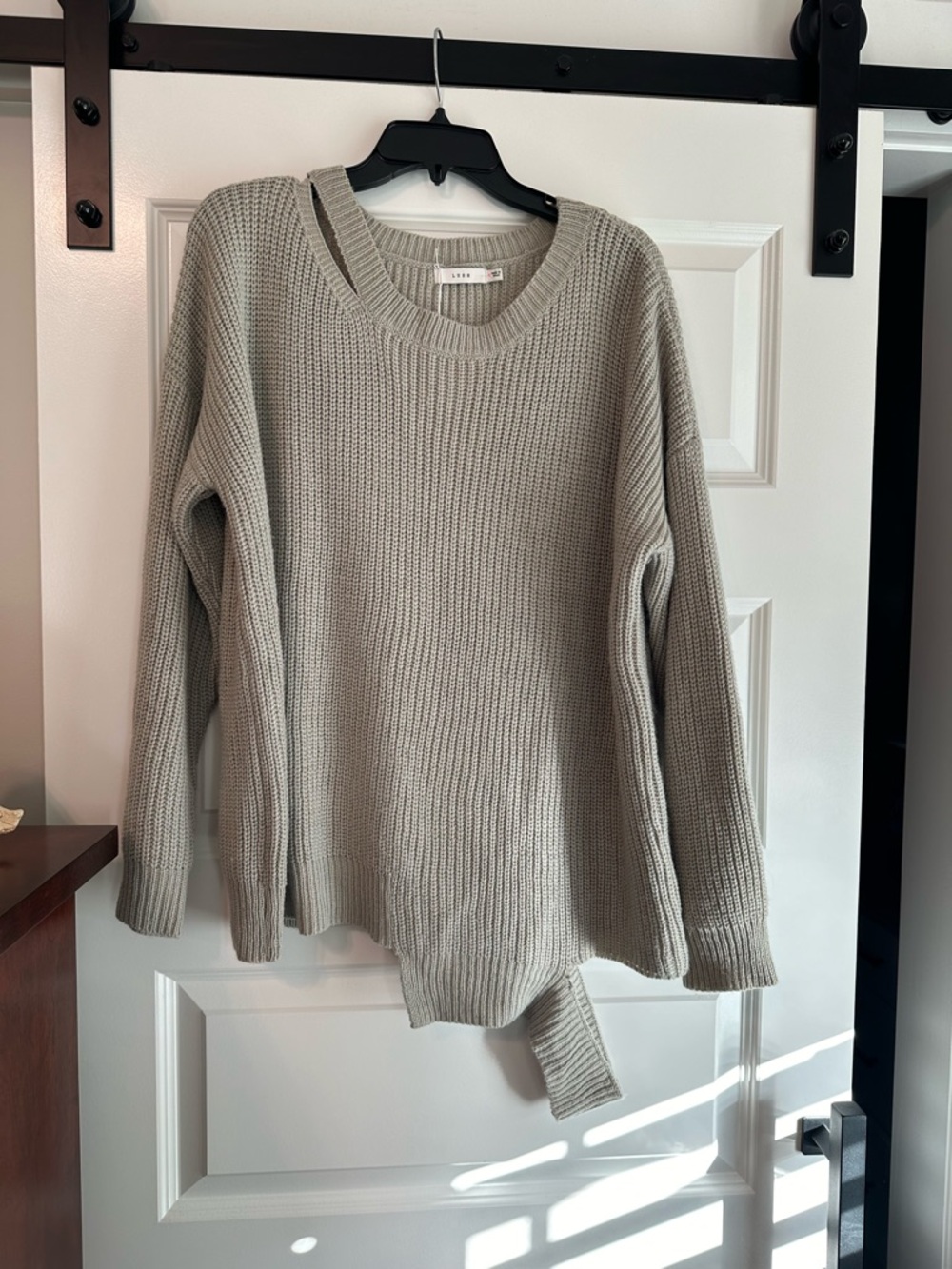 Lush Brand Ribbed Cutout Asymmetrical Hem Sweater M